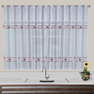 Cortina de Renda para Cozinha Botticelli 2,20x1,20+30cm Cortilester Coffee