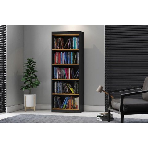 Multiuso / Livreiro En com Prateleiras Cor Preto / Cinamomo Pt