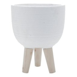 Vaso de Concreto com Pé Madeira Escandinavo - 3