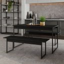 Ver imagem 1 de Mesa de Jantar com 2 Bancos Estilo Industrial Preto Ônix