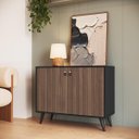 Ver imagem 3 de Aparador Buffet Retrô 90,3cm com 2 Portas Preto/freijó Canelado B200