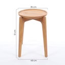 Ver imagem 2 de Mesa Lateral Redonda para Sala com Bandeja Maderia Maciça 35cm x 51cm Mel Escuro Casavee