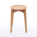 Ver imagem 1 de Mesa Lateral Redonda para Sala com Bandeja Maderia Maciça 35cm x 51cm Mel Escuro Casavee