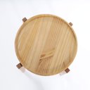 Ver imagem 4 de Mesa Lateral Redonda para Sala com Bandeja Maderia Maciça 35cm x 51cm Mel Escuro Casavee