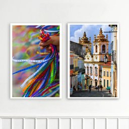 Kit 2 Quadros Bahia - Senhor Bonfim 33x24cm - com Vidro:moldura Branca - 2 Kit 2 Quadros Bahia - Senhor Bonfim 33x24cm - com Vidro:moldura Branca - 2