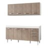 Armário Aéreo Panamá e Balcão Gabinete de Pia Áustria 160cm Branco/Castanho - Lumil Móveis - 1