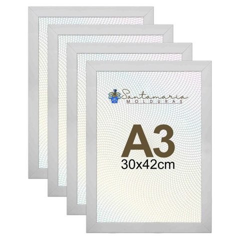 Kit 4 Porta Retrato Molduras A3 30x42 Branco