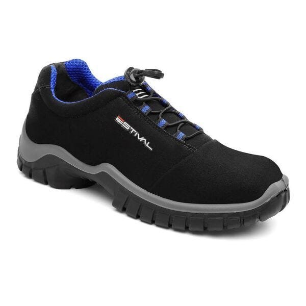 Sapato de Segurança em Microfibra – Preto e Azul – Estival – EN10021S2 - CA 28.140 - 39