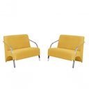 Ver imagem 1 de Kit 2 Poltronas 2 Lugares Braço Alumínio Suede Amarelo