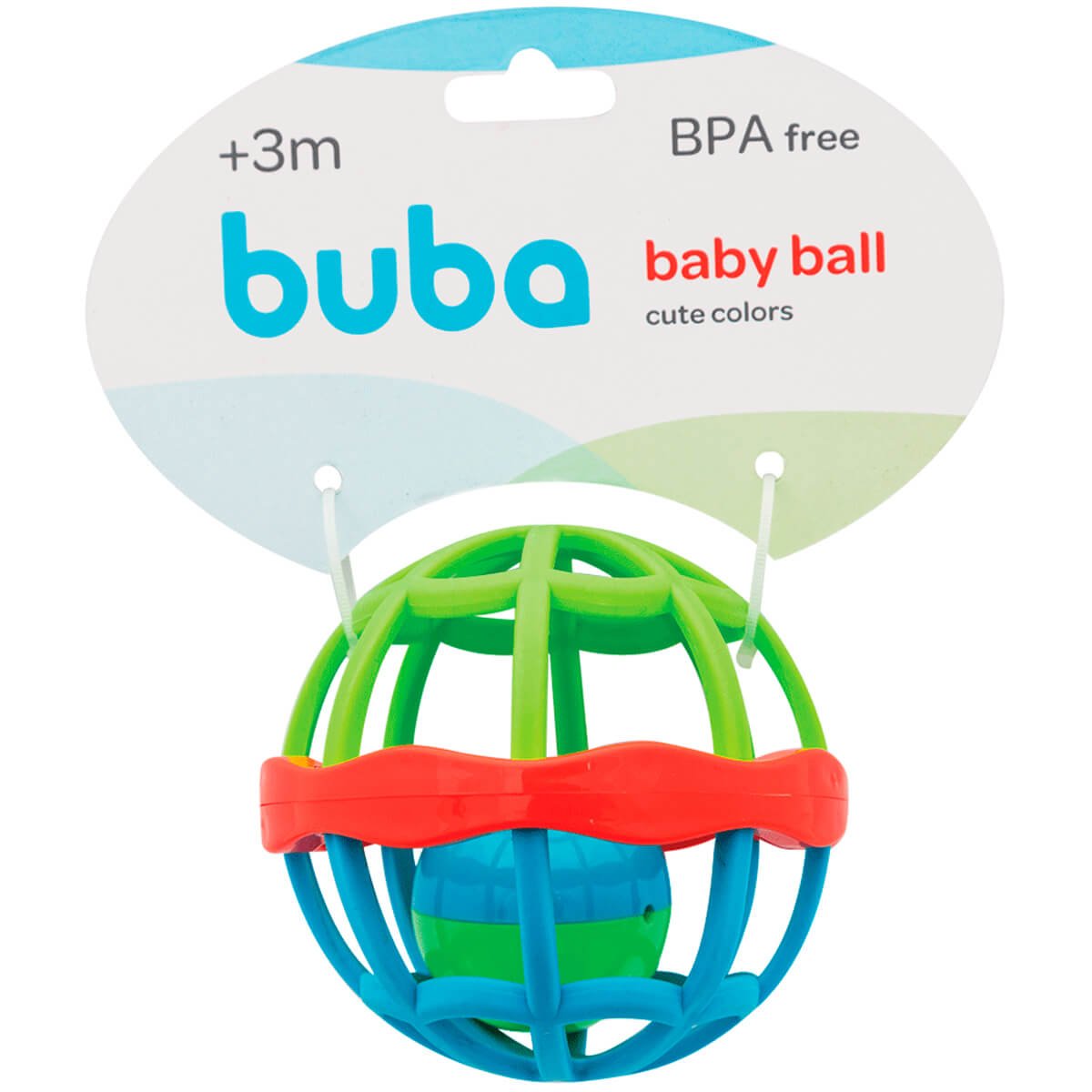 Brinquedo Chocalho para Bebê Criança Bolinha Colorida Buba Baby Ball +3 Meses - 3