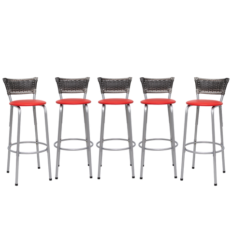 Kit 5 Banquetas Alta Vime Junco Degradê Sacada Àrea Gourmet Balcão Ilha Bancada bar piscina Cozinha