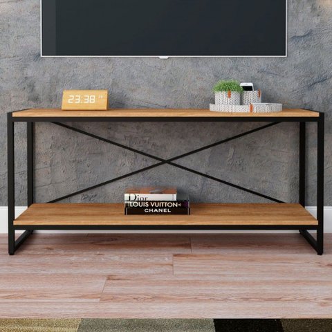 Rack para Tv até 50 Polegadas Leader 1 Prateleira Lâmina Mel/preto - Pnr Móveis