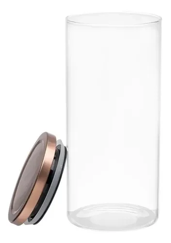 porta biscoitos organizador de vidro com tampa de inox - 3