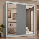 Ver imagem 1 de Guarda-roupa Casal 3 Portas de Correr com Espelhos 4 Gavetas Branco/cinza Sublime Plus Madesa Branco