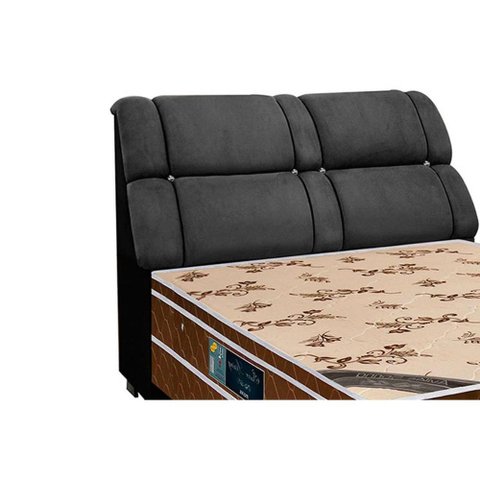 Cabeceira Cama Box Estofada Queen Queen Imperador Suede Cinza/Preto - Simbal