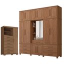 Ver imagem 1 de Guarda Roupa Casal com Cômoda Londres Capelinha e Marabá 13 Portas de Bater 7 Gavetas Jatobá