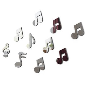 Espelho Decorativo Cifras Notas Musicais Kit 10Pç 10cm