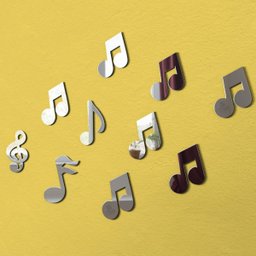 Espelho Decorativo Cifras Notas Musicais Kit 10Pç 10cm - 2