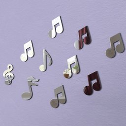 Espelho Decorativo Cifras Notas Musicais Kit 10Pç 10cm - 6