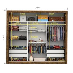 Guarda-Roupa Casal 3 Portas de Correr Lotse - 6 Guarda-Roupa Casal 3 Portas de Correr Lotse - 6