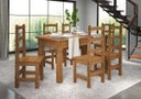 Ver imagem 1 de Conjunto Mesa de Madeira 1,60 com 6 Cadeiras (903 Itália) - Caramelo