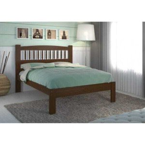 Cama de Casal de Madeira com Palitos Torneados Kasper - Imbuia