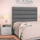 Ver imagem 2 de Cabeceira Cama Box Solteiro 90cm Greta Suede Cinza e 1 Mesa de apoio Branco - Mpozenato
