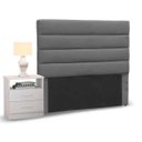 Ver imagem 1 de Cabeceira Cama Box Solteiro 90cm Greta Suede Cinza e 1 Mesa de apoio Branco - Mpozenato