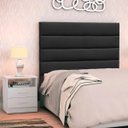 Ver imagem 2 de Cabeceira Cama Box Solteiro 90cm Greta Suede Preto e 1 mesa de apoio Branca - Mpozenato