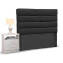 Ver imagem 1 de Cabeceira Cama Box Solteiro 90cm Greta Suede Preto e 1 mesa de apoio Branca - Mpozenato