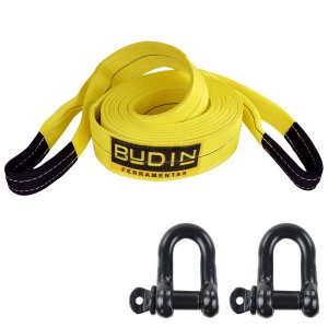 Cinta Fita para Reboque e Arraste Budin - 40 Toneladas - 4 Metros - Manilha 3/4 - para Puxar Carros,