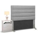 Ver imagem 2 de Cabeceira Cama Box Solteiro 90cm Greta Linho Cinza e 1 Mesa de capoio Branca - Mpozenato