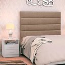 Ver imagem 2 de Cabeceira Cama Box Solteiro 90cm Greta Linho Areia e 1 mesa de apoio Branca - Mpozenato