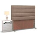 Ver imagem 1 de Cabeceira Cama Box Solteiro 90cm Greta Linho Areia e 1 mesa de apoio Branca - Mpozenato