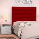 Ver imagem 2 de Cabeceira Cama Box Solteiro 90cm Greta Suede Vermelho e 1 Mesa de Cabeceira Branco - Mpozenato