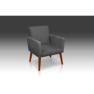 Poltrona Decorativa Nina Suede Cinza Escuro - Pandora Decor - Casa da Poltrona