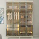 Ver imagem 7 de Guarda-Roupa Casal 4 Portas Reflecta com Pés LED Imperatriz 100% MDF Yescasa