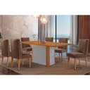 Ver imagem 1 de Sala Jantar Mesa Pietá Tampo Curvo 180cm+6 Cadeiras Dafne Madeira Naturale/off White - Capuccino/