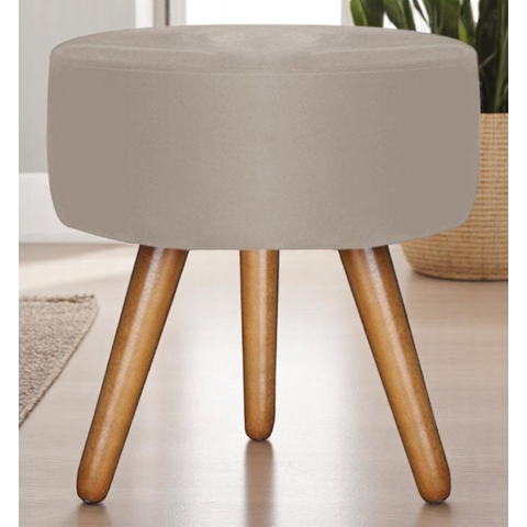 Puff Redondo Bali Decorativo Suede Creme - Fri Varejo