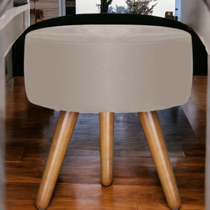 Puff Redondo Bali Decorativo Suede Creme