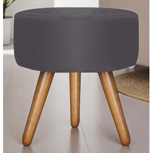 Puff Redondo Bali Decorativo Suede Cinza - Fri Varejo