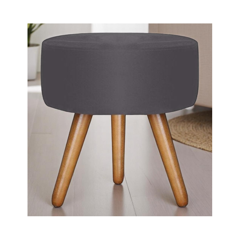 Puff Redondo Bali Decorativo Suede Cinza - Fri Varejo