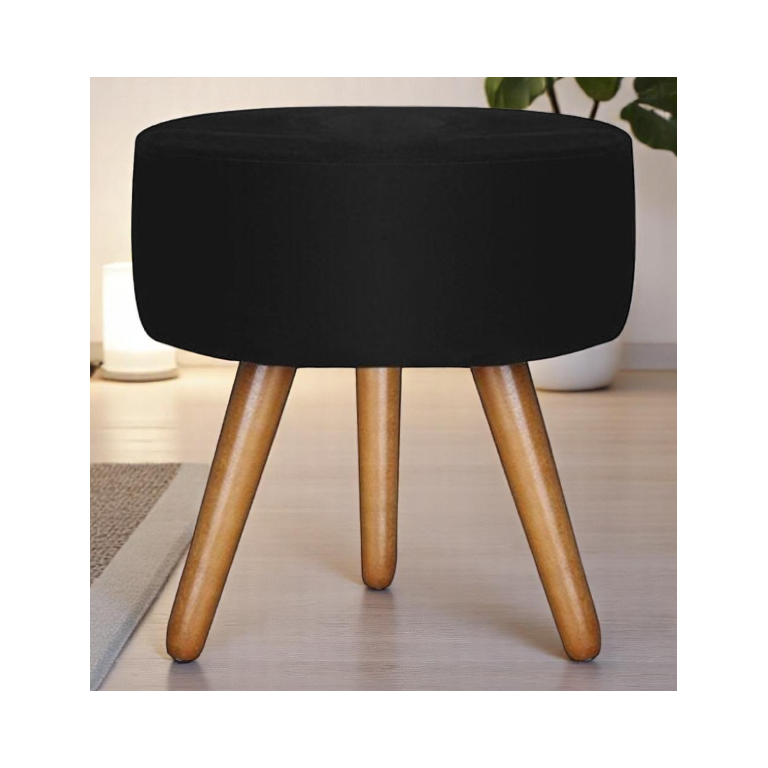 Puff Redondo Bali Decorativo Suede Preto - Fri Varejo