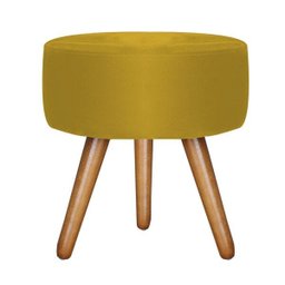 Kit 3 Puffs Redondo Bali Decorativo Suede Amarelo - 2