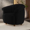Ver imagem 1 de Poltrona Decorativa Latvia 86cm Pés de Madeira Veludo Preto G45 - Gran Belo