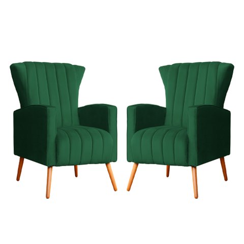 Kit 02 Poltrona Decorativa Melinda Veludo Verde - Fm