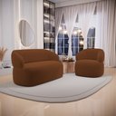 Ver imagem 2 de Kit Poltrona Giratória e Sofá Orgânico Living Glee 02 Lugares 140cm Veludo Terracota - Desk Design