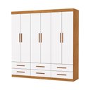 Ver imagem 1 de Guarda Roupa Dallas 6 Portas sem Espelho Central 6 Gavetas Carioca Moveis Cinamomo/Neve