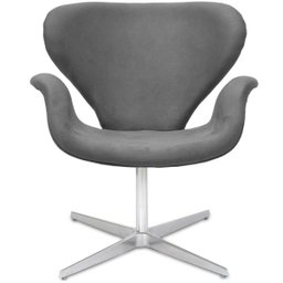 Poltrona Decorativa Tulipa Cinza Base Giratória - 1