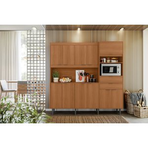 Armário de Cozinha Grande Completo Kit Bahamas Lukaliam:jequitiba